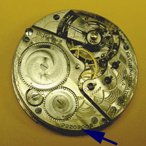 Elgin National Watch Co. 16 size three-quarter, plate,6th
			model, fifteen (15) jewel hunting movement.  Serial	number
			22209002, Grade 312, circa 1919 